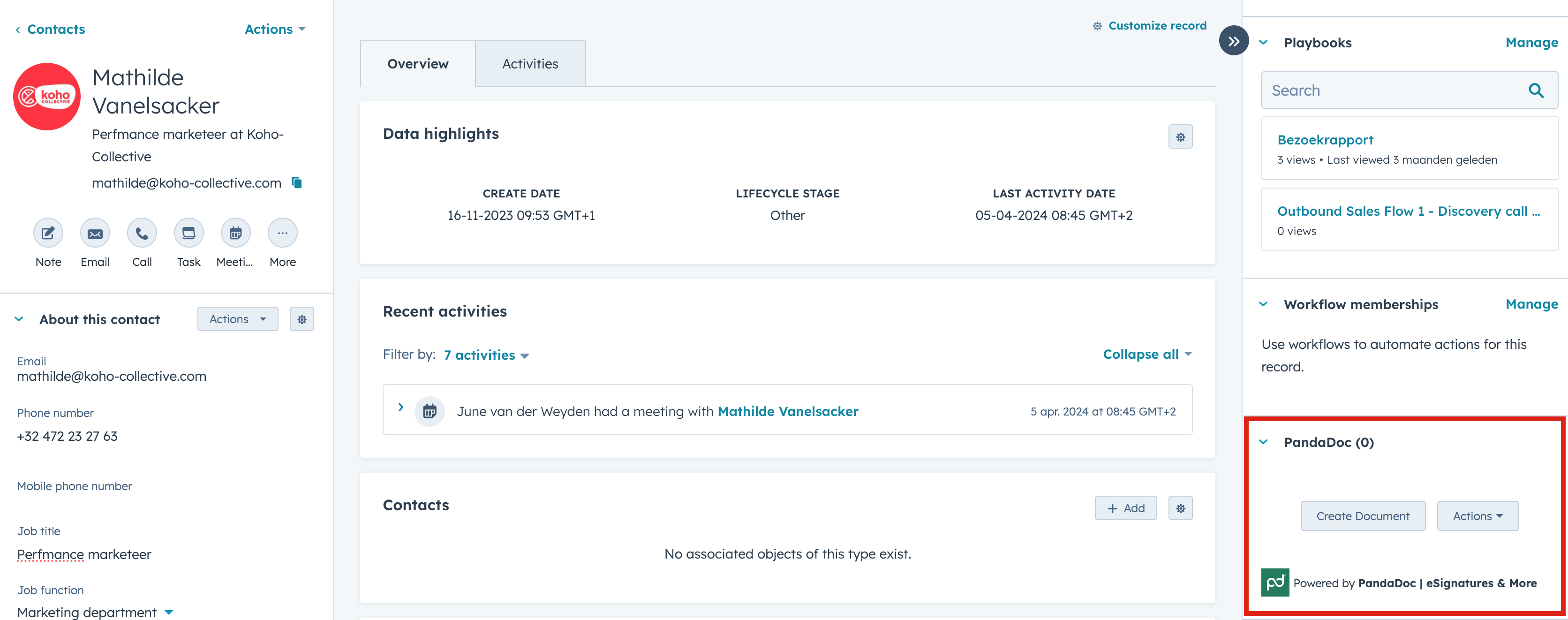 Pandadoc module in HubSpot